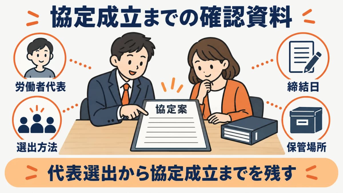 労働者代表の選出と締結を確認する図