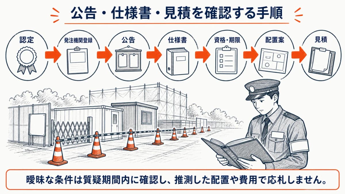 公告から仕様書・配置条件・見積を確認する七つのゲート