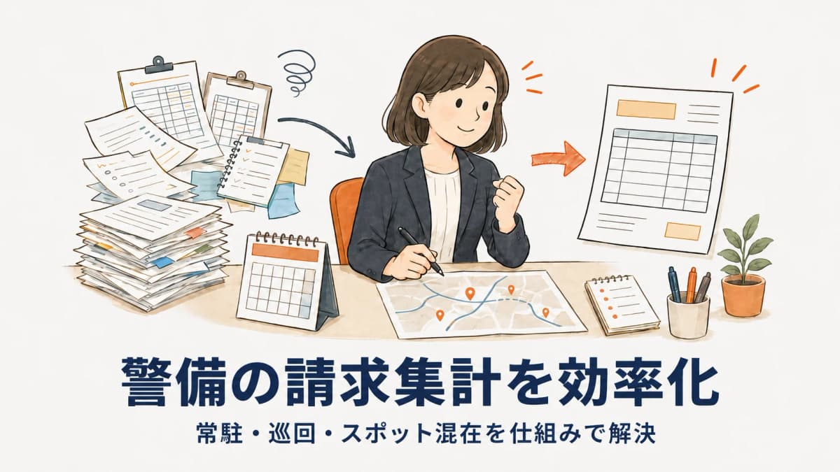 警備の請求集計を効率化|常駐・巡回・スポット混在の月末作業を仕組みで解決