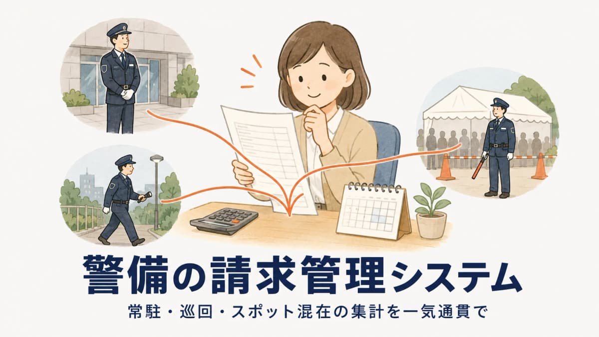 【2026年版】警備の請求管理システム比較|常駐・巡回・スポット混在の集計を一気通貫で