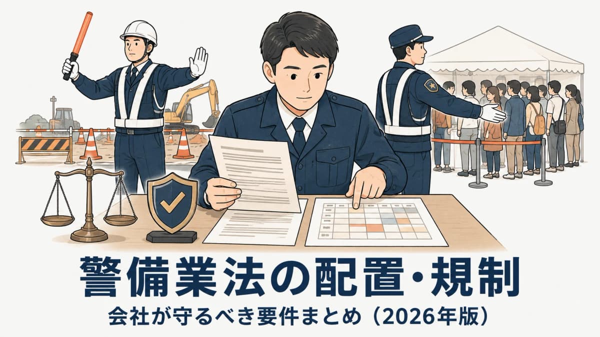 警備業法の配置・規制をわかりやすく解説【2026年版】会社が守るべき要件まとめ