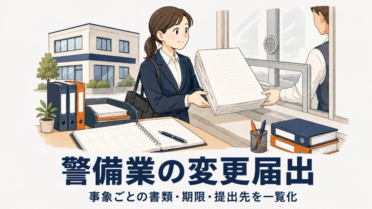 警備業の変更届出とは|営業所新設・役員変更・認定更新の手続き一覧【2026年版】