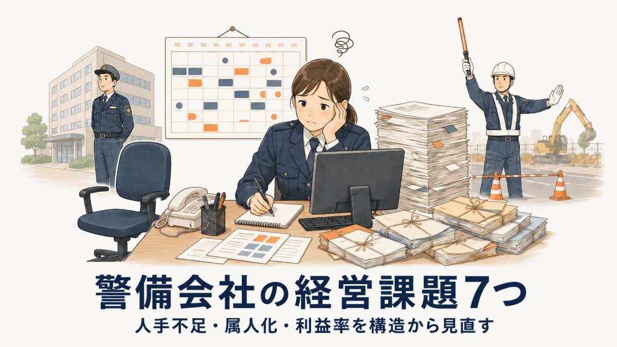 【2026年版】警備会社の経営課題7つと改善策|人手不足・属人化・利益率を構造から見直す