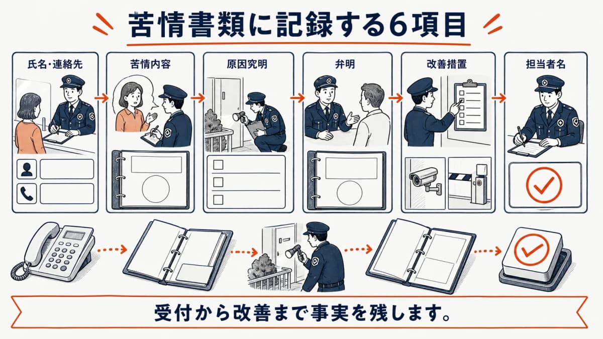 苦情の受付から原因究明・改善までの記録手順