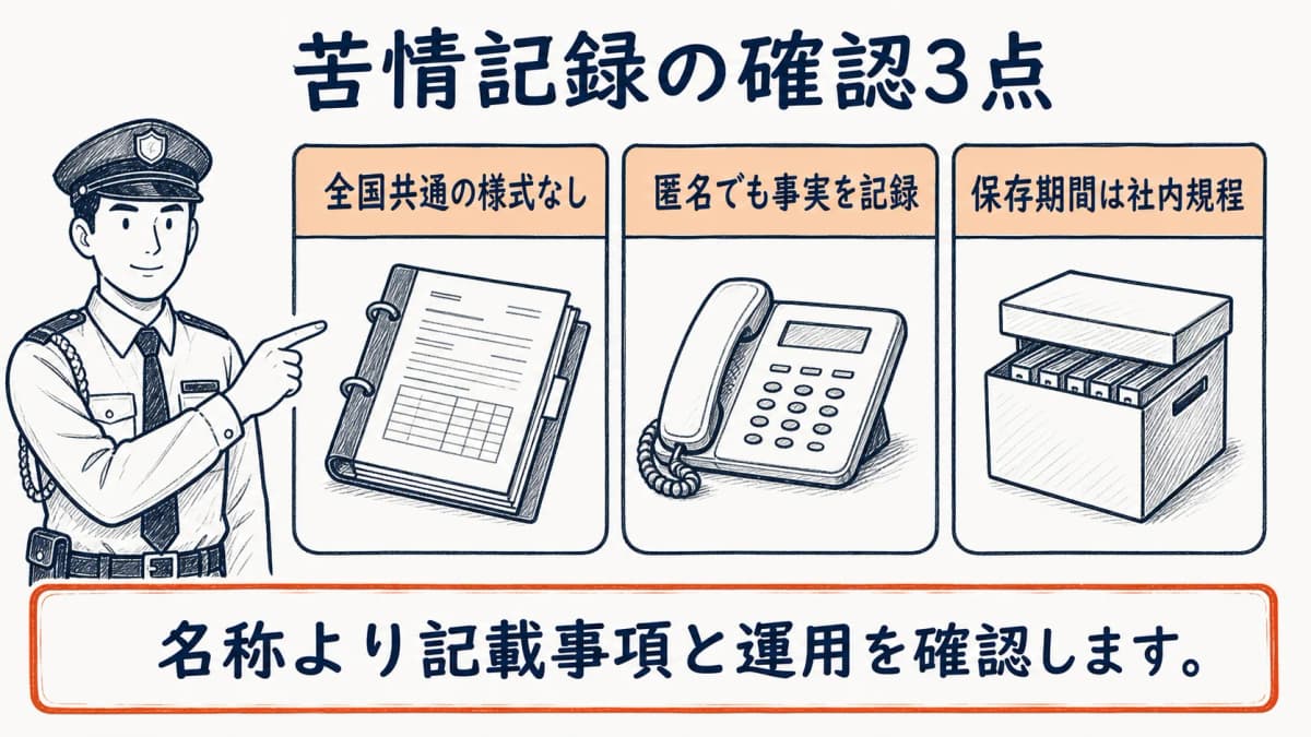 苦情書類の名称・匿名対応・保存期間のFAQ