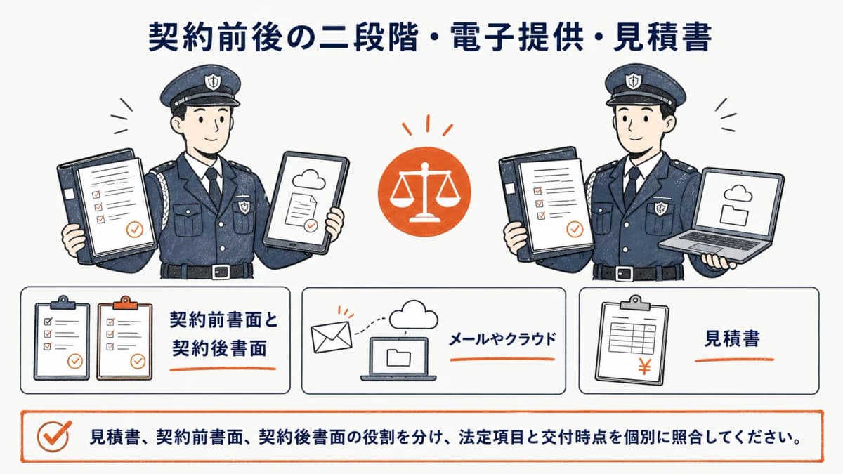 契約前後の二段階・電子提供・見積書に関する3つの確認