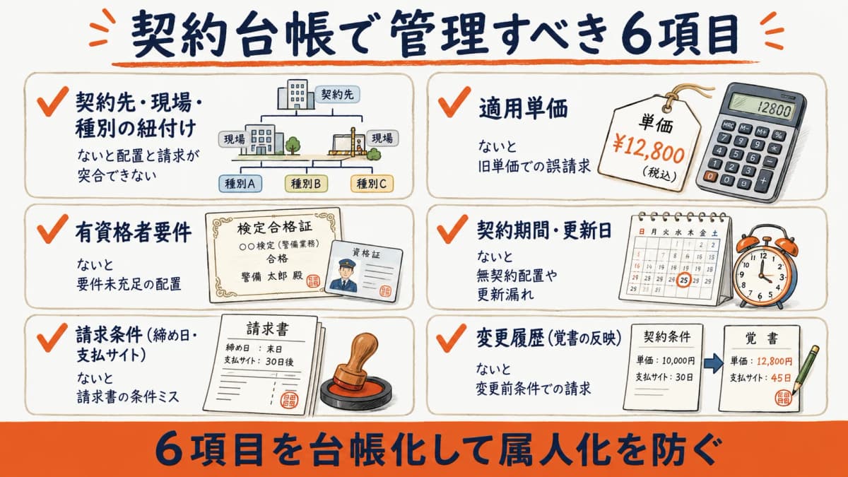 契約台帳で管理すべき6項目のチェックリスト早見表