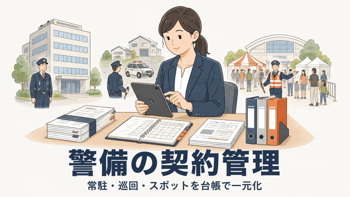 警備の契約書・契約種別管理|常駐・巡回・スポットを台帳で一元管理する方法