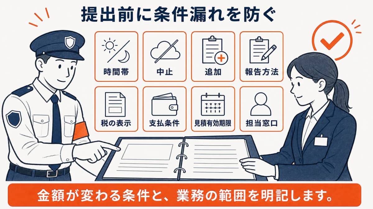 時間帯・中止・追加・報告方法を特記事項で確認する図