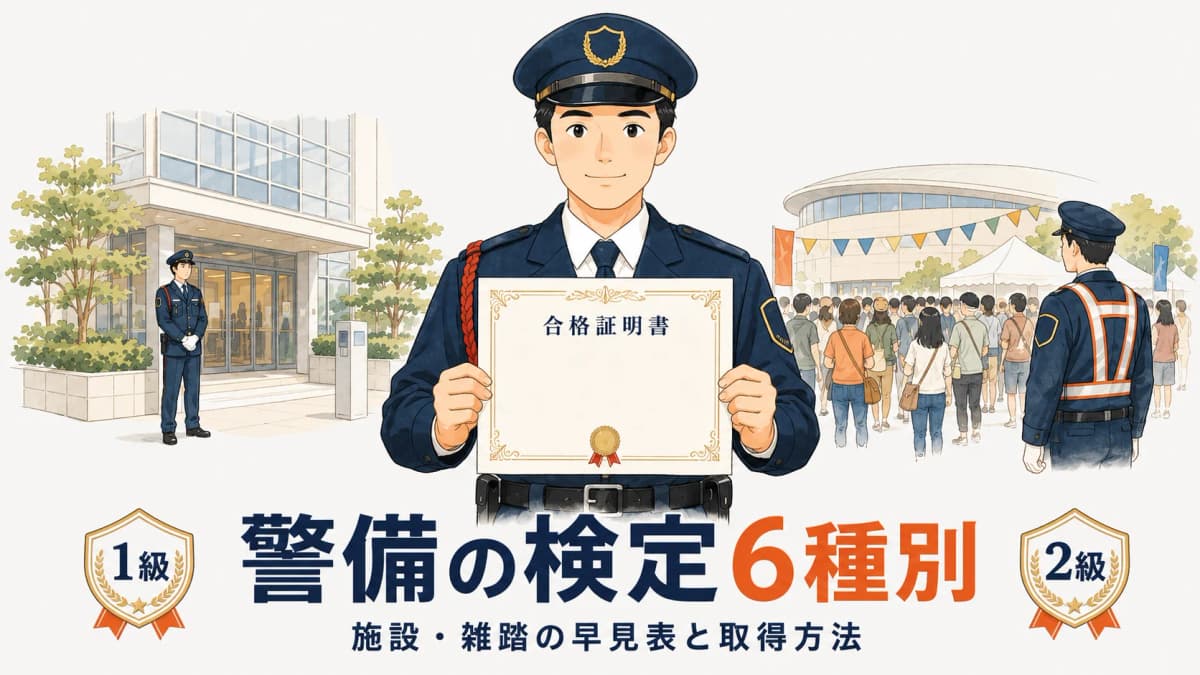 施設警備・雑踏警備の検定種類まとめ【2026年版】6種別の早見表と取得方法