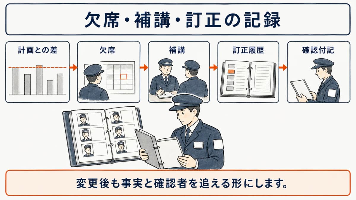 欠席・補講・訂正を事実として残す教育記録の流れ