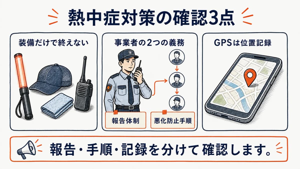 警備員の熱中症対策で確認する報告・義務・GPSのFAQ