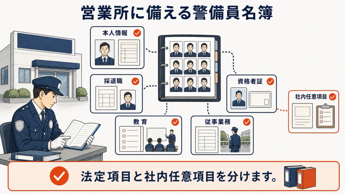 営業所に備える警備員名簿の法令上の位置付け