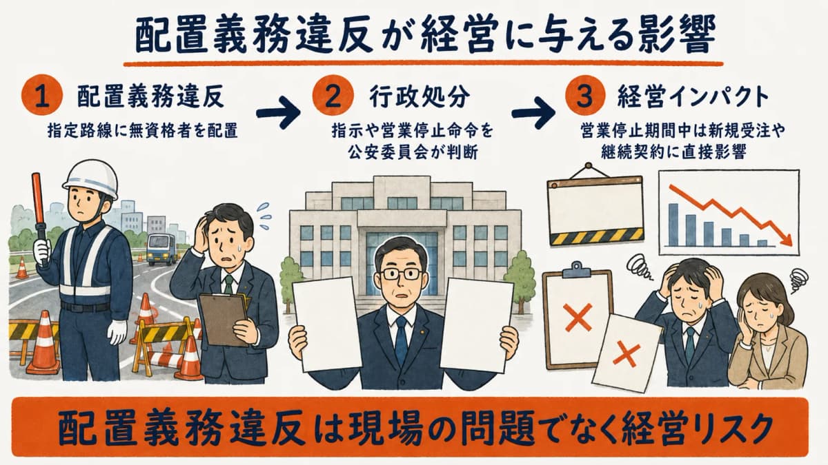配置義務違反が経営に与える影響を示す図