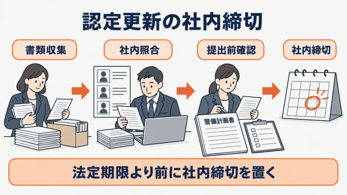 30日前から逆算して社内締切を設定する図
