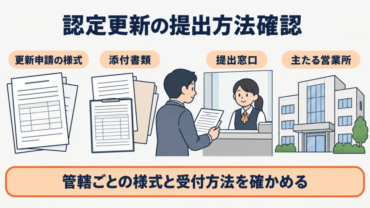 管轄の様式・添付書類・提出方法を確認する図