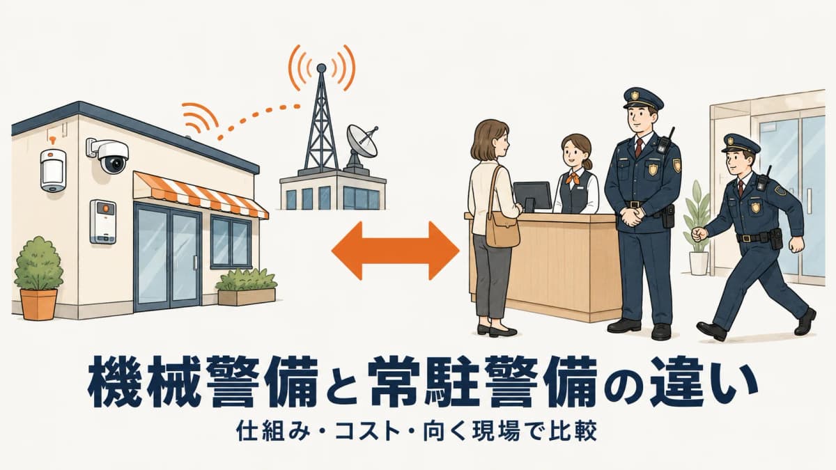 機械警備と常駐警備の違い【2026年版】仕組み・コスト・向く現場で比較