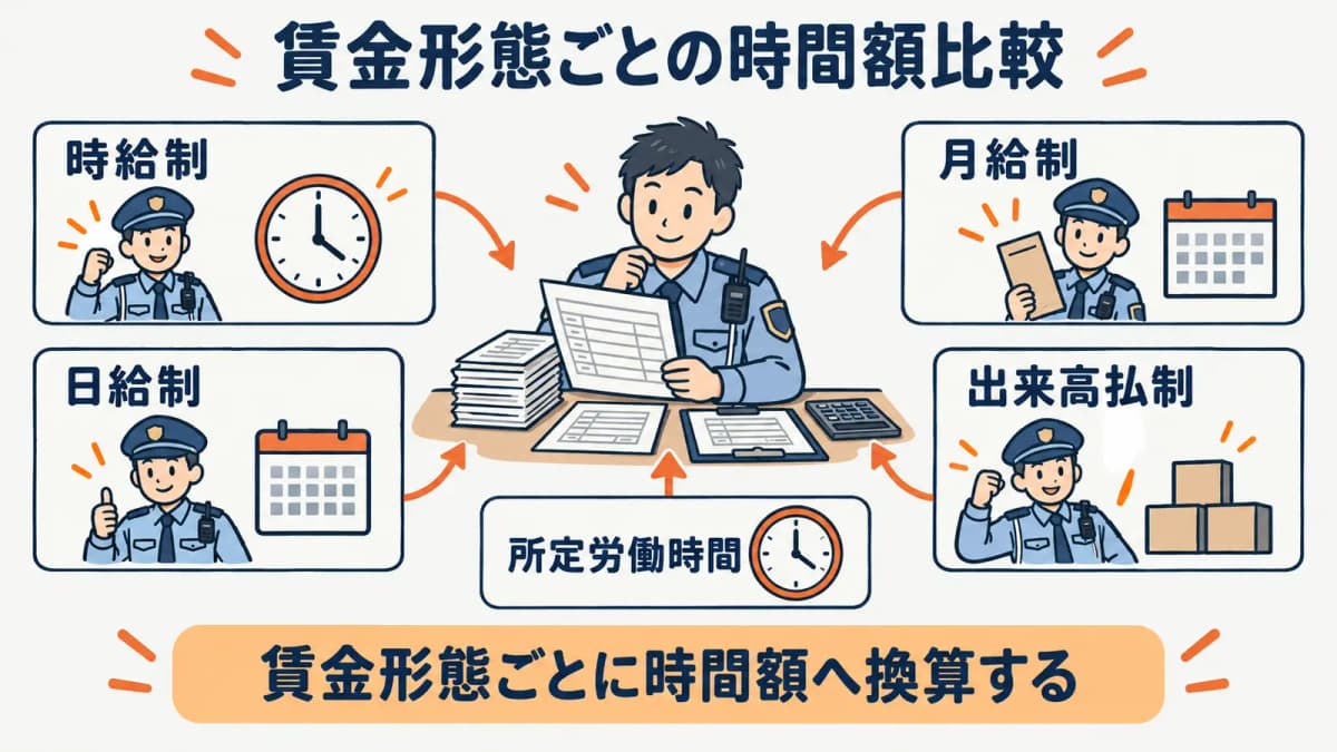 賃金形態別の比較額を出す図