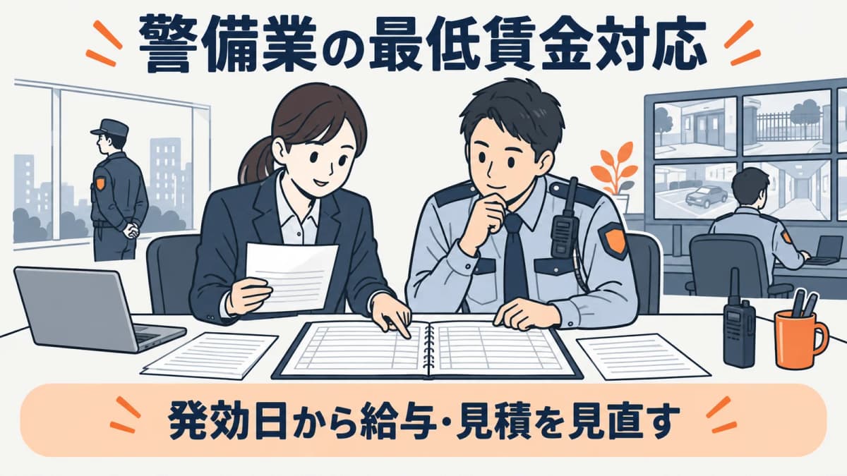 警備業の最低賃金対応|地域別の発効日から給与・見積を見直す【2026年】