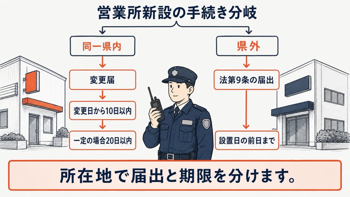 同一都道府県内と県外で異なる営業所新設手続き