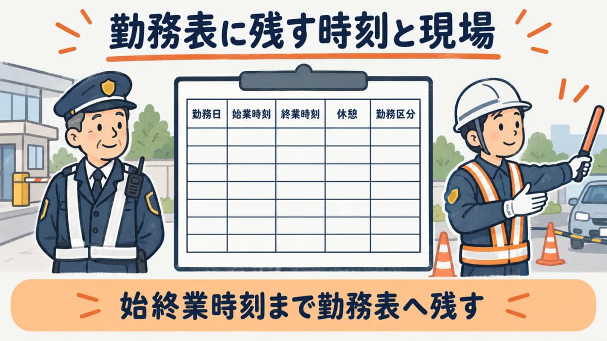 始終業時刻を勤務表へ落とす図