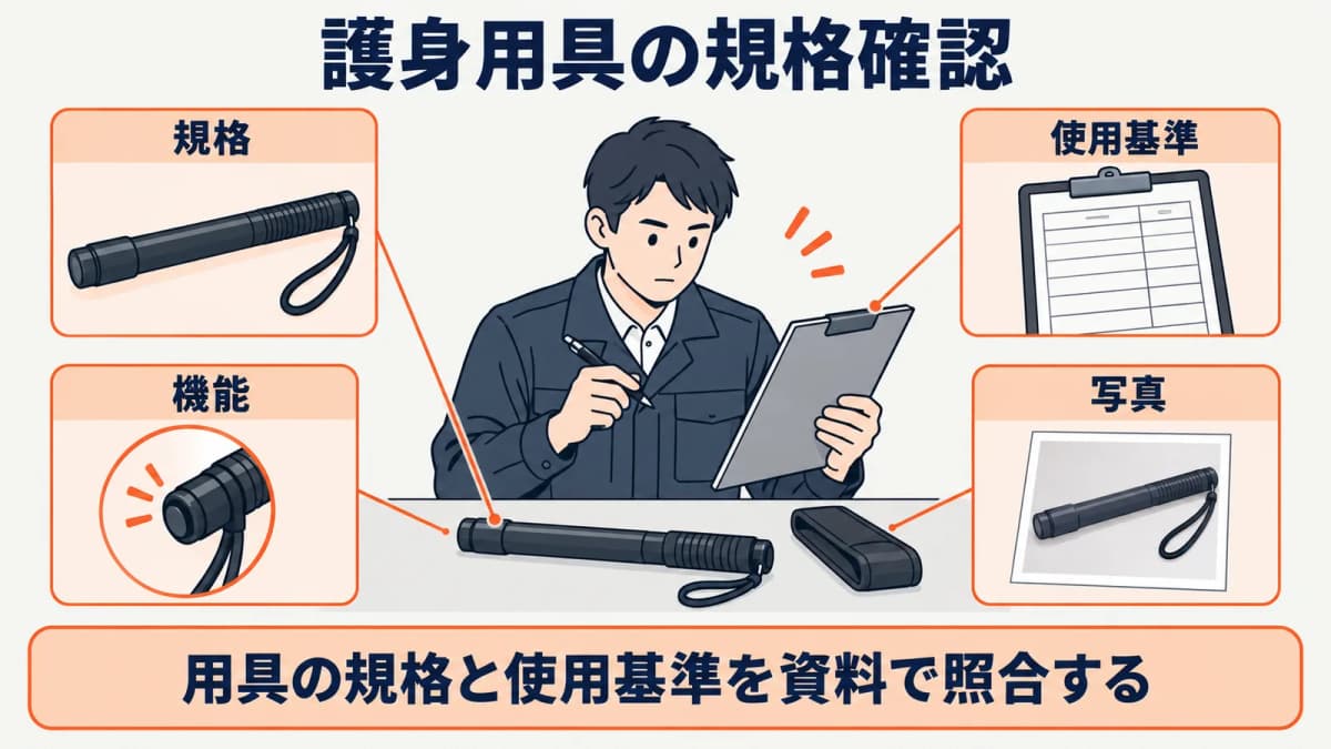 届出事項と写真を用具ごとにそろえる図