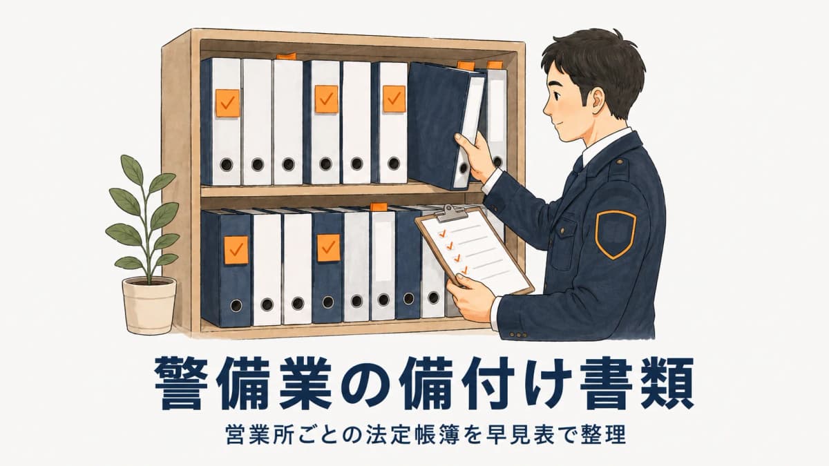 警備業の備付け書類・帳簿一覧【2026年版】警備員名簿・教育記録・指導計画の保管義務