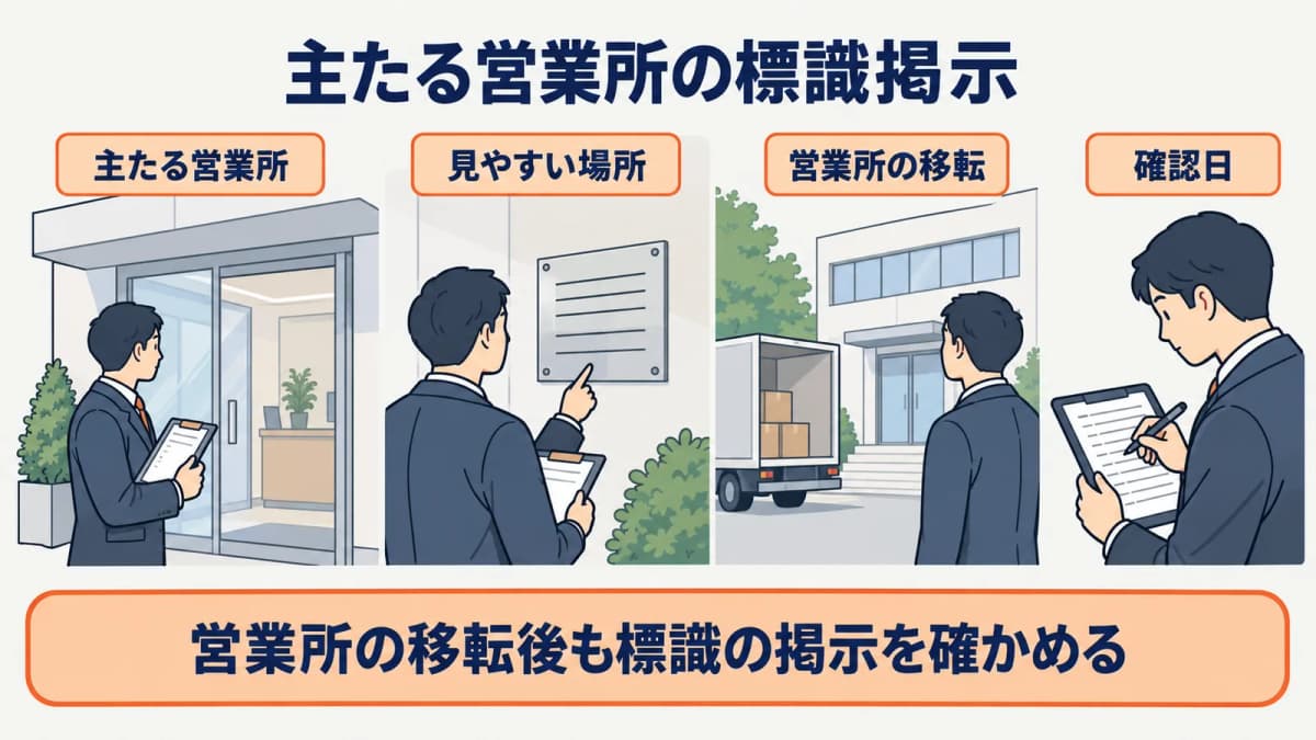 主たる営業所の掲示場所を確認する図