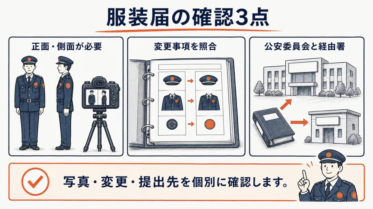 服装届の写真・変更・提出先に関する3つの確認