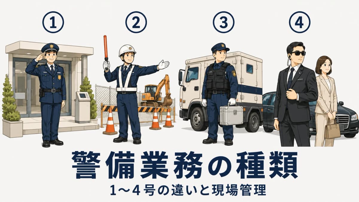 警備業務の種類とは?1〜4号の違いと現場管理のポイント【2026年版】