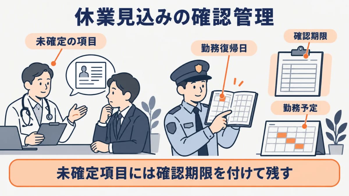 休業見込みと確定情報を区別して確認する図