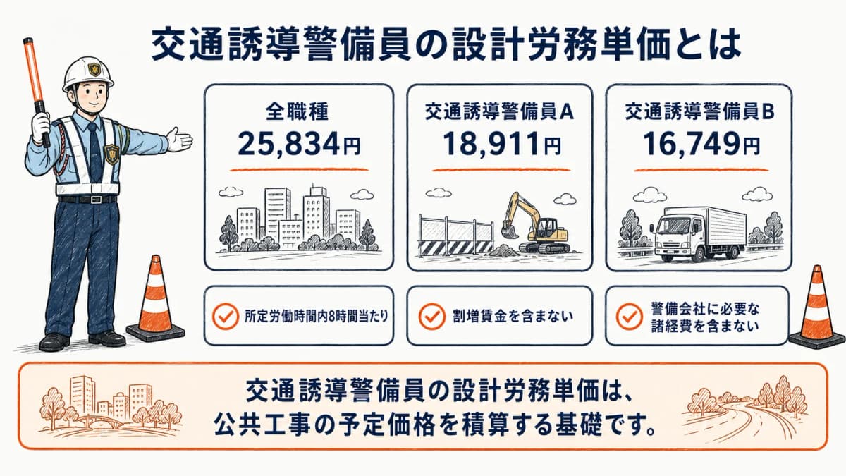 公共工事の積算に用いる交通誘導警備員の設計労務単価