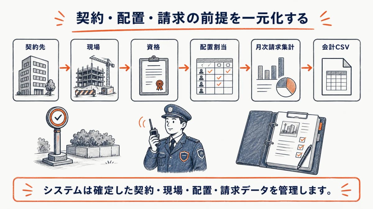 契約・現場・配置から月次請求までのデータ接続